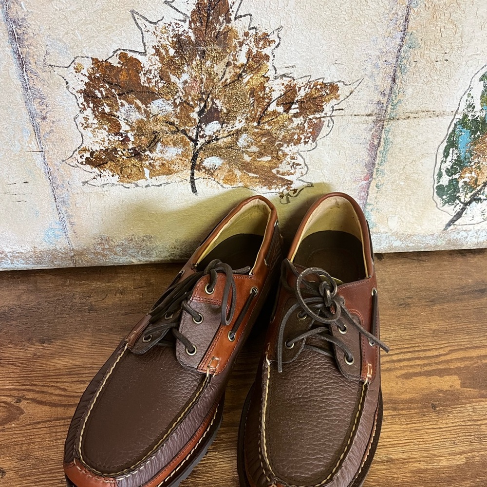 L.L. Bean Two-Tone Brown Leather Boat Shoes